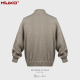 MIJKO Mens Jacket Two-way Zipper Sweater Knitted Jacket