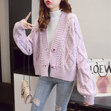 Women Knitted Cardigan Loose Leisure Short Sweater