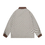 Men Long Sleeved T Shirt Contrast Color Long Sleeves Shirt Spring and Autumn High Street Loose Turn Button Shirt