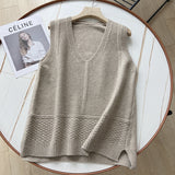 Women Vest Retro Simple Loose Knit