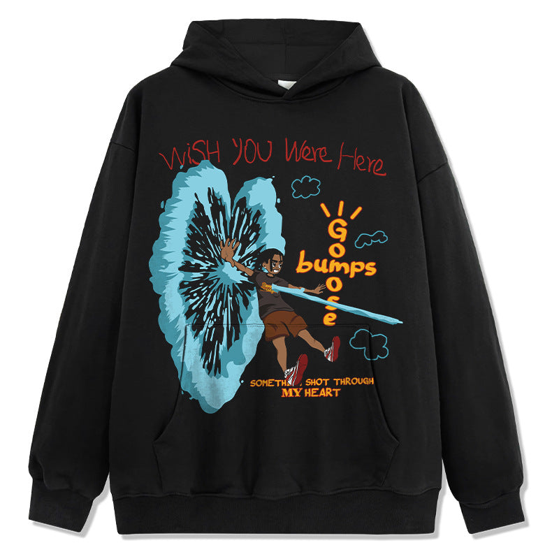 Unisex Long Sleeve Shirt Hooded Sweater Pullover