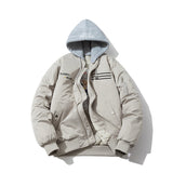 Mens Vintage Jackets Padded Thickened Baseball Jacket Hooded Embroidered Cotton Jacket