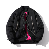 Mens Vintage Jackets Zip Baseball Collar Thermal Bomber Jacket