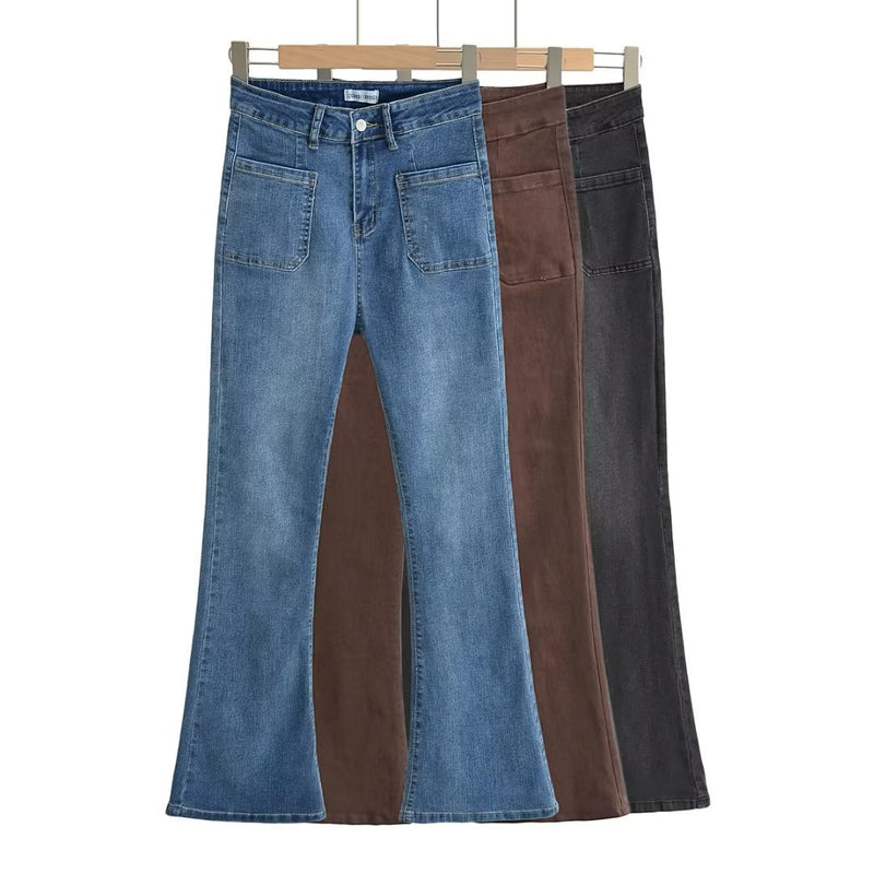Women Jeans Bell-Bottom Pants Slimming Versatile Retro