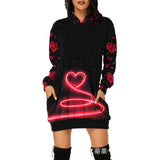 Valentine's Day Dress Hooded Long Sleeve Printed Skirt