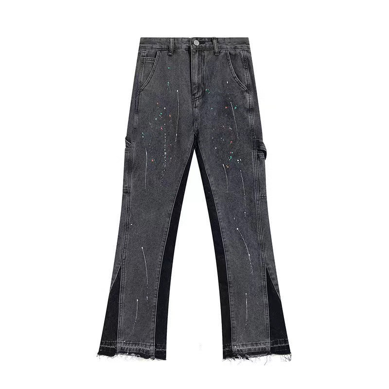 Gallery Dept Flared Trousers Splash-Ink Flared Jeans for Men and Women Loose Straight Trousers