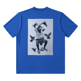 Men T-Shirt Oversize Letter Print Heavy Short Sleeve Loose