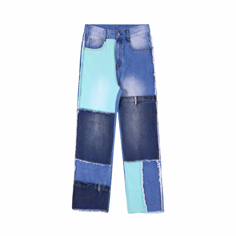 Men Jeans Patchwork Assorted Colors Punk Burr