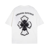 CHH Chrome Heart T Shirts Croix Cross Leather Printed Short Sleeve T-Shirt