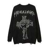 Women Sweater Creative Pattern Loose Hole Knit Sweater