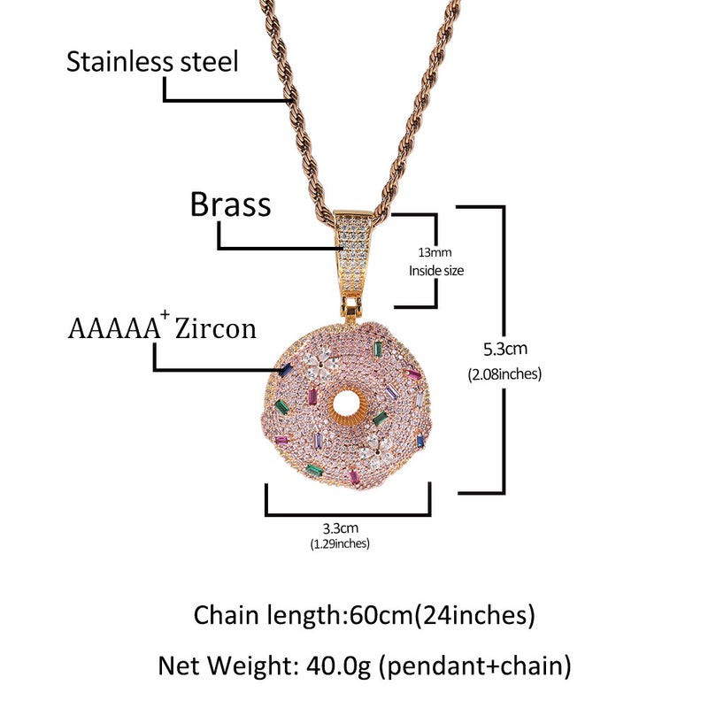 Jewelry Diamond Colored Donut Pendant Necklace ins St. Valentine's Royalty Angel Pieces