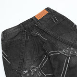 Men Jeans Spider Web Pattern Punk Style