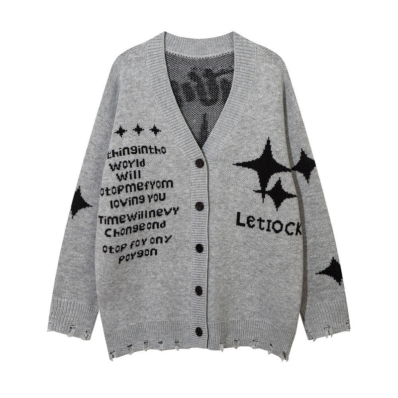 Men Sweater Cross Jacquard Cardigan Sweater