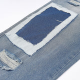 Men Jeans Hole & Patch Personality Stitching Loose