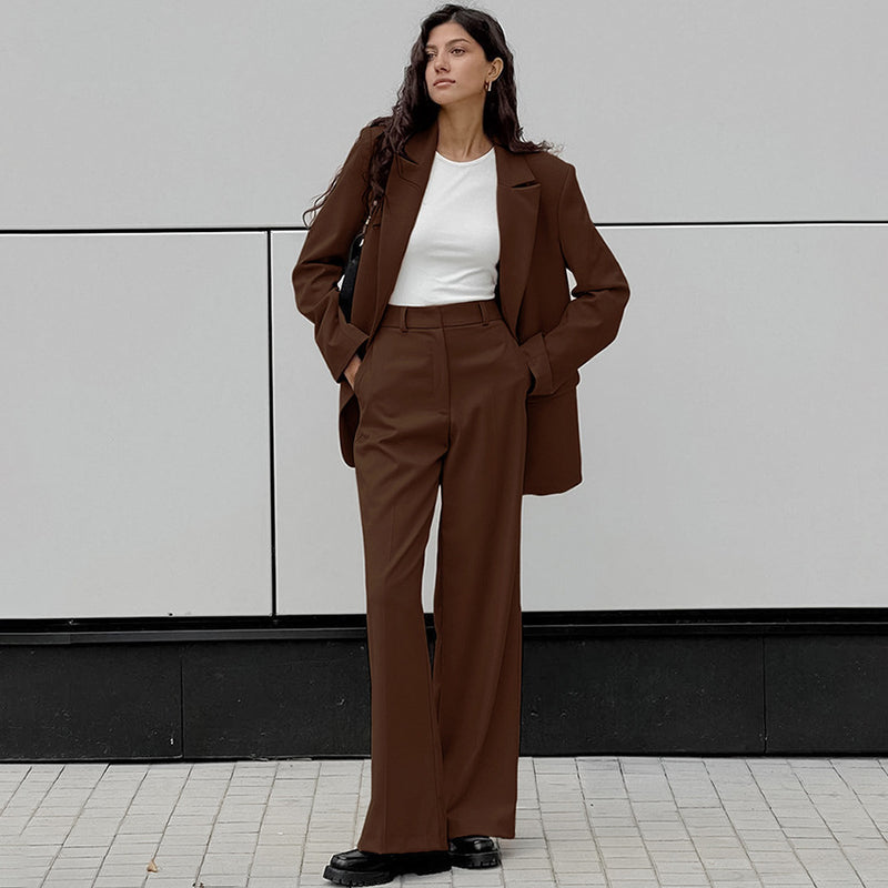 Women Co-Ords Vintage Brown Blazer Women's High Waist