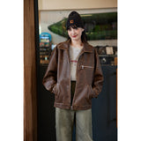 Unisex Pu Jacket Distressed PU Leather Motorcycle Jacket