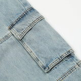 Men Jeans Multi-Pocket Stitching Loose Casual