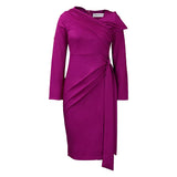 Women Dress Autumn and Winter Solid Color Long Sleeve Dress