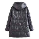Women Cotton Coat Warm PU Leather Jacket