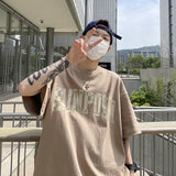 Men T Shirt Summer Heavy Pu Handsome Loose