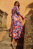 Women Dress Elegant Floral Lace-up Dress