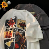 Men T Shirt Fun Cartoon Anime Loose Cotton