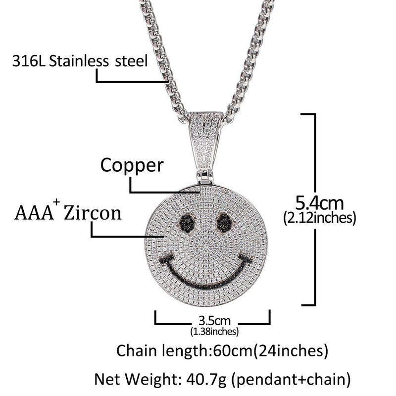 JewelrySmile Expression Round Zircon Pendant
