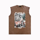 Purple Brand Distressed Tank T Shirts Distressed Sleeveless T-shirt Vest