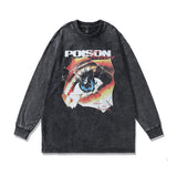 Mens Vintage Long Sleeve Shirt Men's Crew Neck Pullover T-Shirt