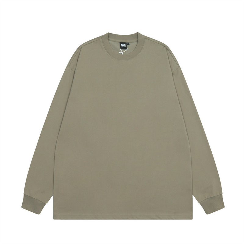 Men Long Sleeve T-Shirt Heavy Solid Color Long Sleeve T-shirt Pure Cotton