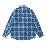 Men Long Sleeved T Shirt Plaid Cat Beard Long Sleeve Shirt Loose Embroidered Letter Shirt