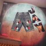 Chrome Heart Shorts Summer Tooling Denim Shorts