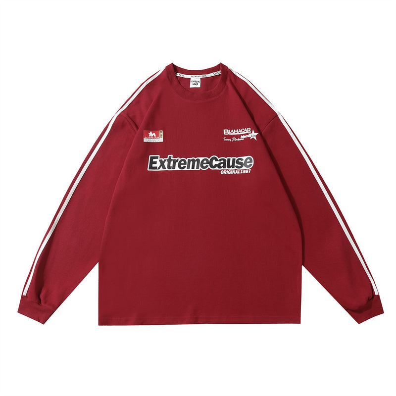 Men Long Sleeve T-Shirt Striped Bottoming Shirt Loose Leisure Sports