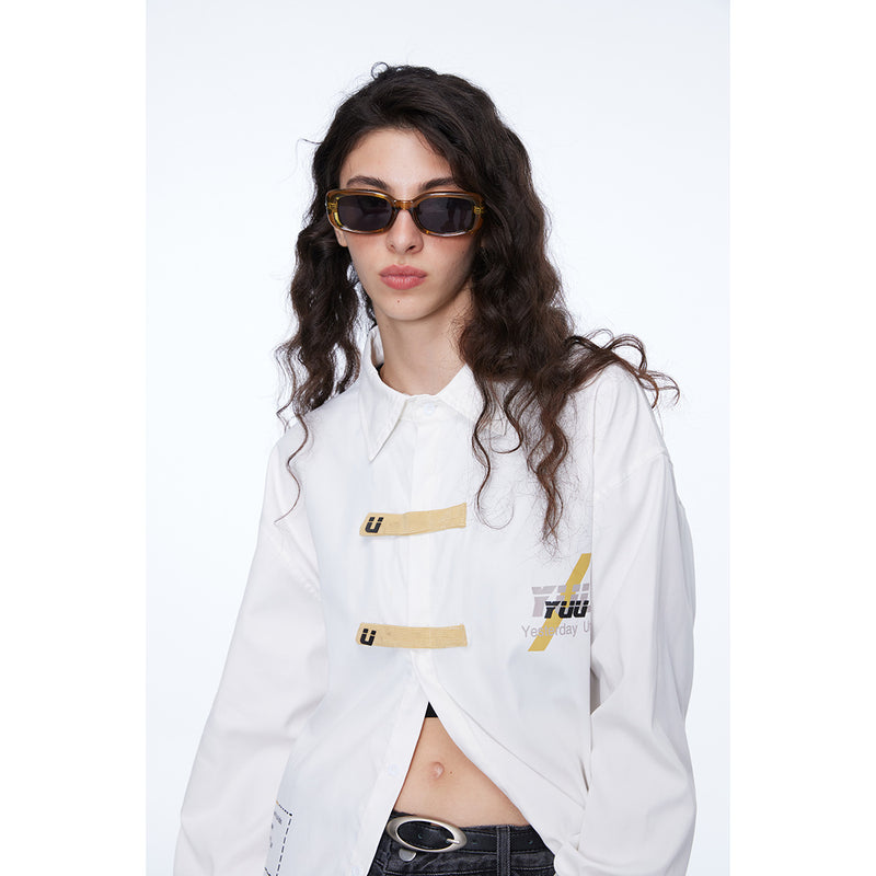 Unisex Shirt Stitching Plaid Long Sleeve Baggy Coat