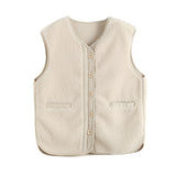 Women Vest Lambswool Casual Multicolor