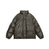 Unisex Coat PU Leather Cotton-Padded Jacket Loose