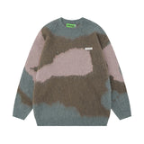Women Sweater Japanese-Style Retro Mixed Color Stripe Knitted Sweater