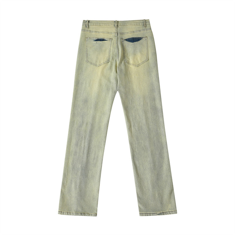 Men Jeans Loose Casual Zipper Slit