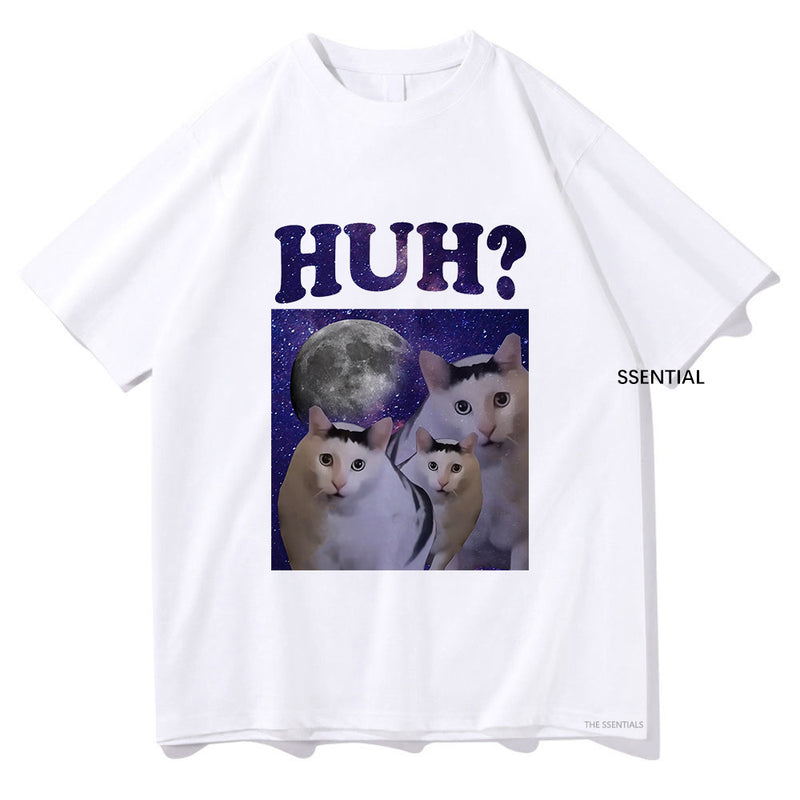 Kawaii Huh Meme Cat T Shirts Funny Men/women T Shirts