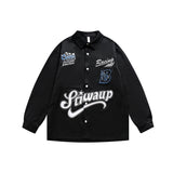 Unisex Shirt Embroidery Baggy Coat