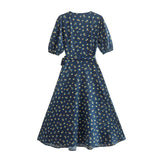 Women Dresses Slim-Fit Little Flower Printed Dress