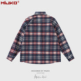 MIJKO Mens Jacket Double Pocket Plaid Jacket