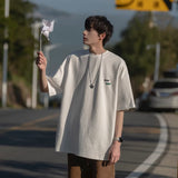 Men T Shirt Summer Simplicity Heavy Retro Loose Student