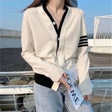 Women Knitted Cardigan Fake Two Pieces Fashion Sweater
