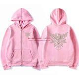 Korn Skull Wings Girls Juniors Black Graphic Zipper Hoodie