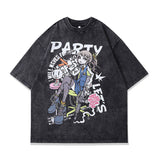 Men T-Shirt Cartoon Print Distressed