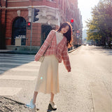 Women Knitted Cardigan Loose Fashion Plaid