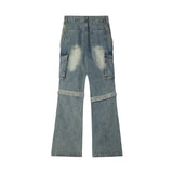 Men Jeans Punk Bandage Button Pocket Overalls