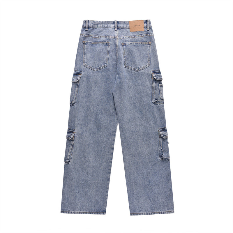 Men Jeans Multi-Pocket Workwear Loose