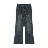 Men Jeans Irregular Stitching Zipper Bootleg Pants